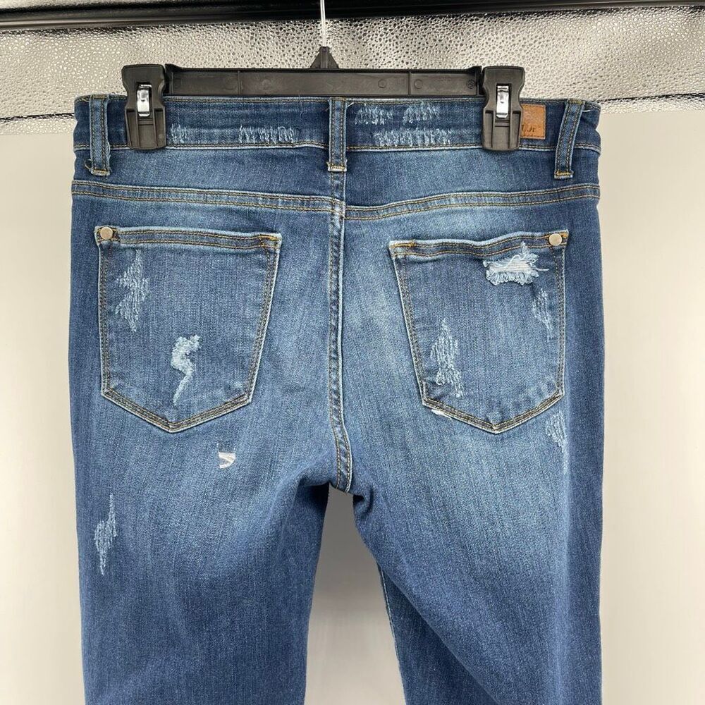 Judy Blue Leopard Patch Skinny Jeans Mid Rise Distressed Stretch Denim 11/30 - Picture 11 of 14